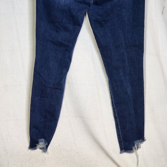 S.O.N.G Curvy Dark Wash Blue High Rise Skinny Ankle Distressed Jeans Jr Sz 13/31 - Picture 12 of 16